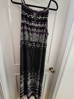 Coquette et Coquine Geometric Maxi Dress Purple Black White Plus Size 1X
